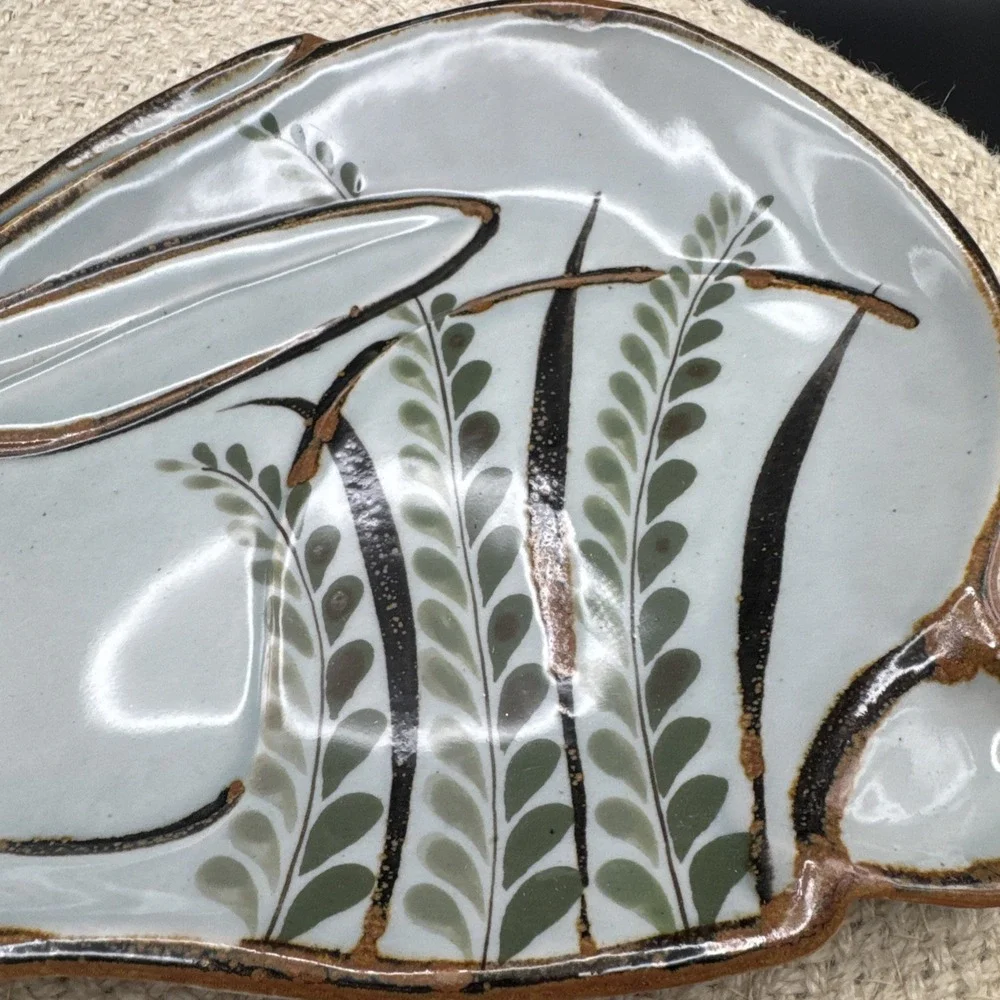 Ken Edwards Rabbit Shaped Plate Vintage El Palomar Mexican Stoneware Mexico Hare